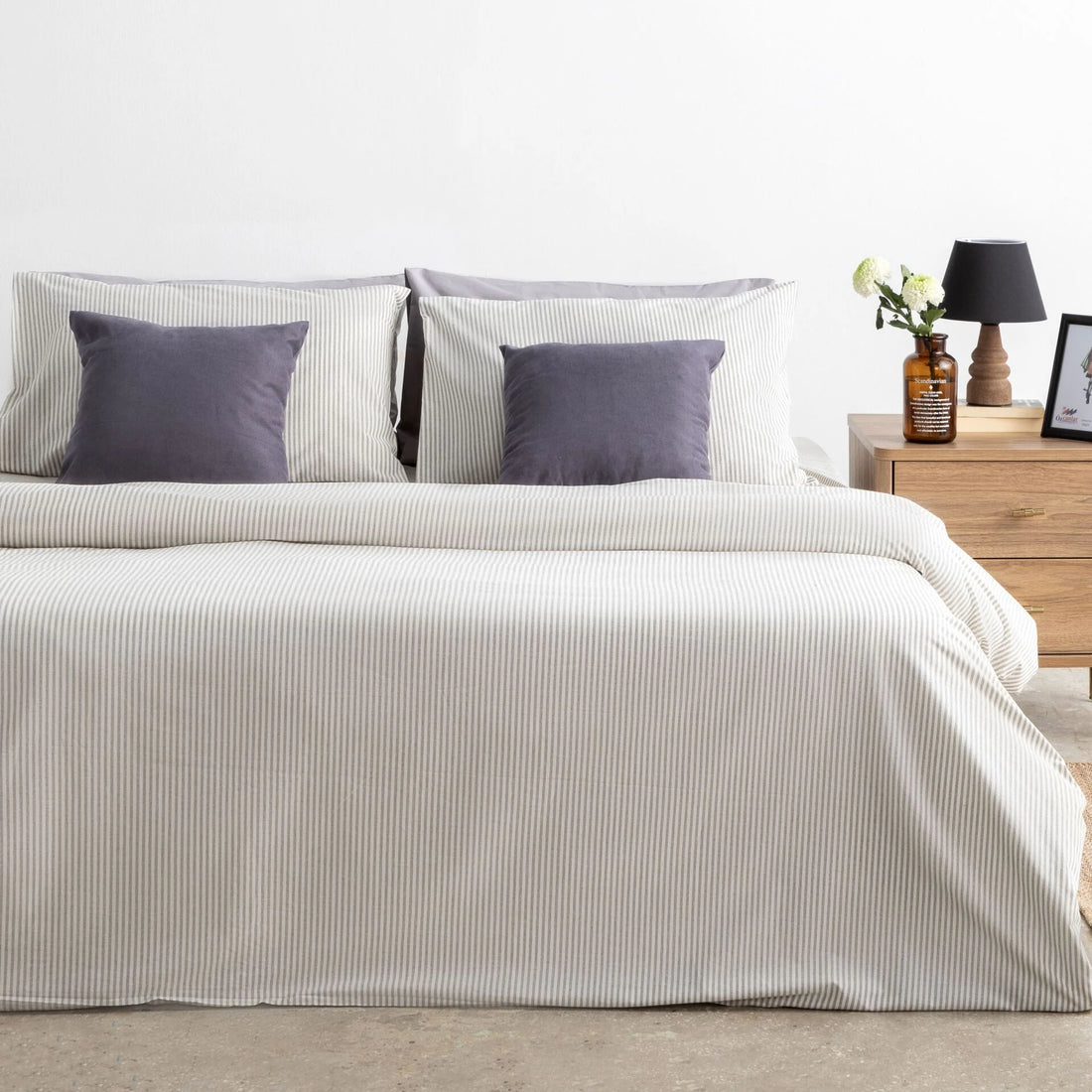 İplik Boya Dar Çizgili Poplin Nevresim Takımı