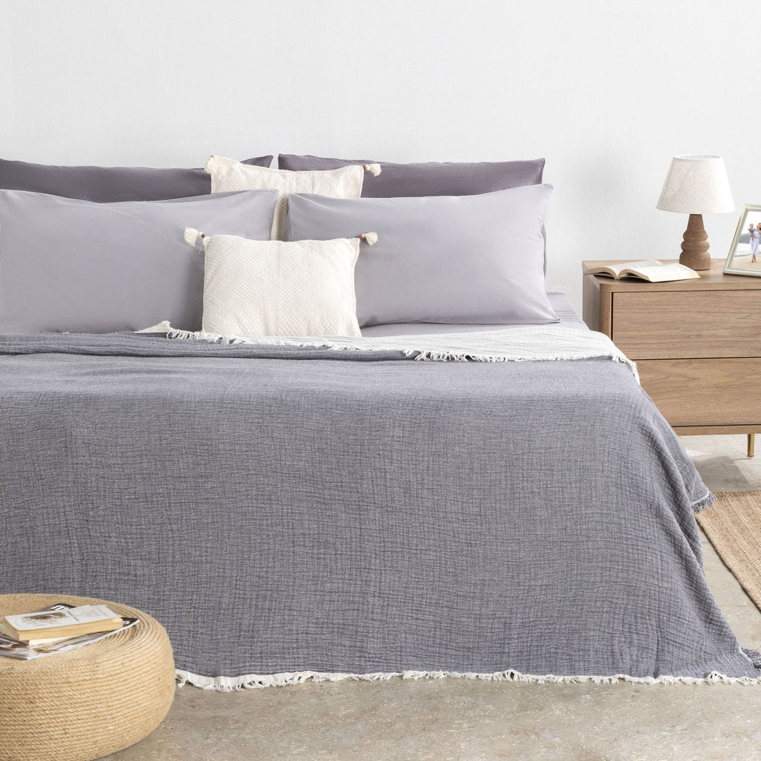 İplik Boya 4 Kat Müslin Çift Taraflı Pike / Yatak Örtüsü