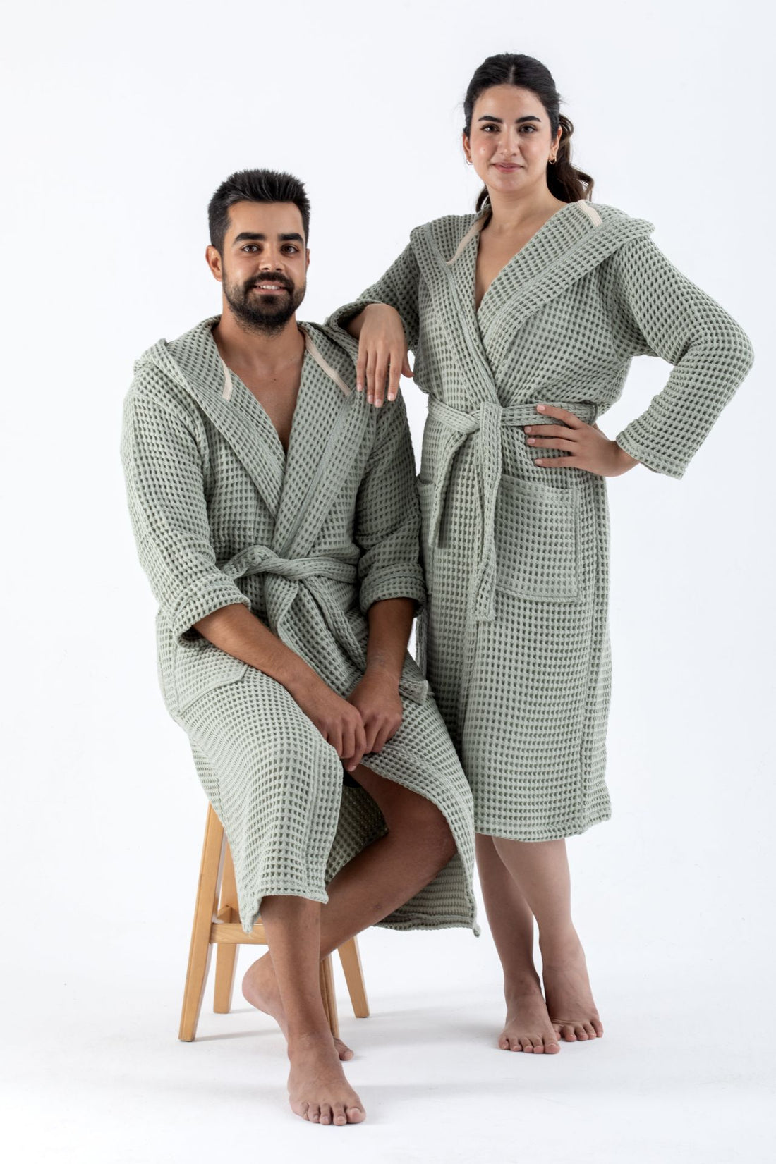 Pamuklu Şal Yaka Unisex Premium Waffle Bornoz