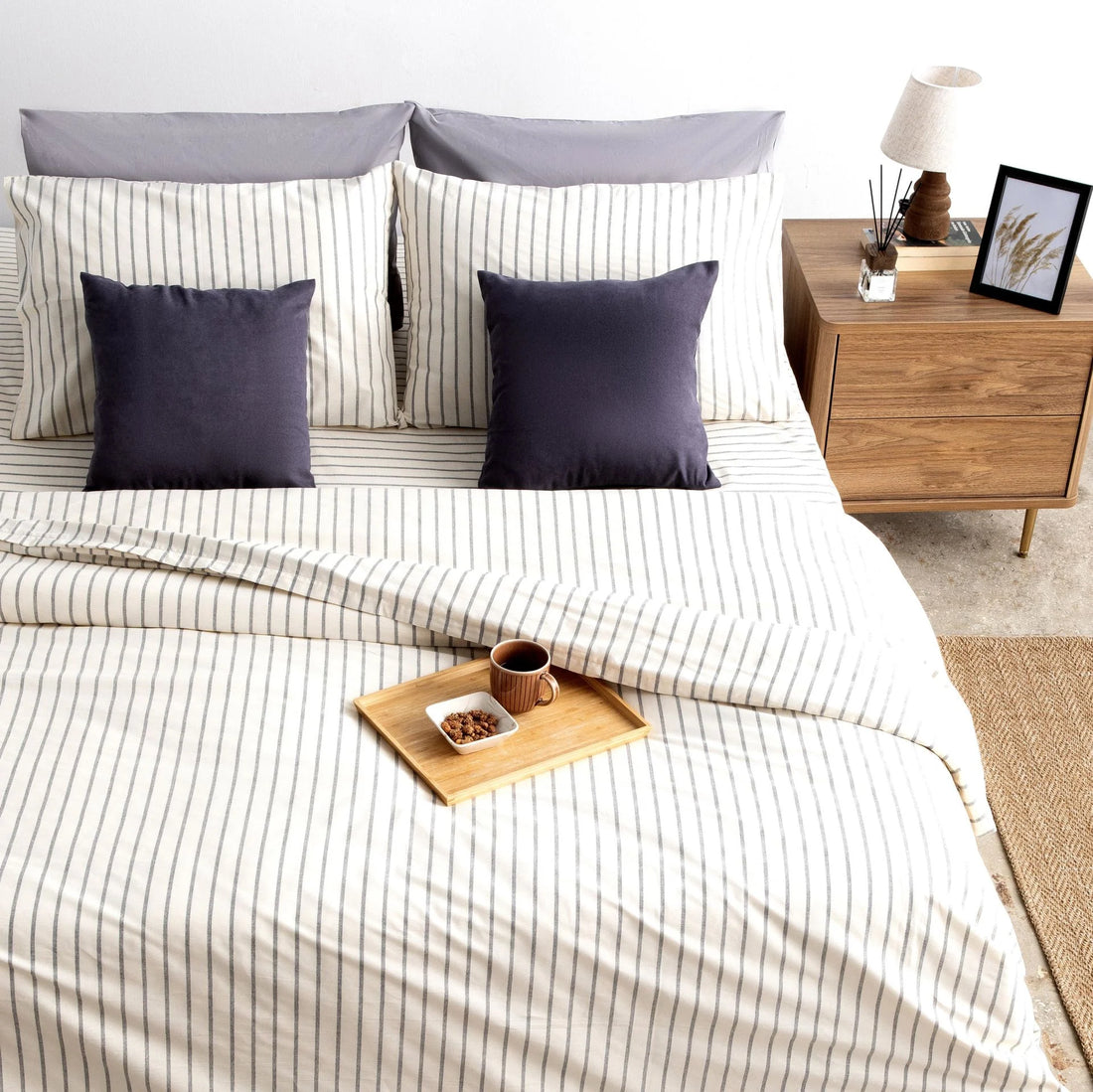 İplik Boya Geniş Çizgili Poplin Nevresim Takımı