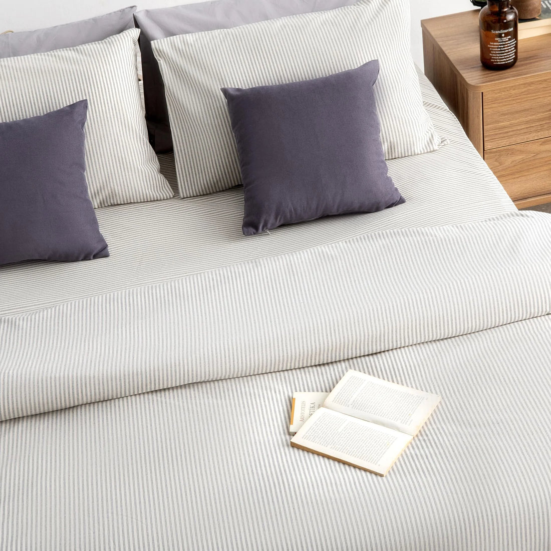 İplik Boya Dar Çizgili Poplin Nevresim Takımı