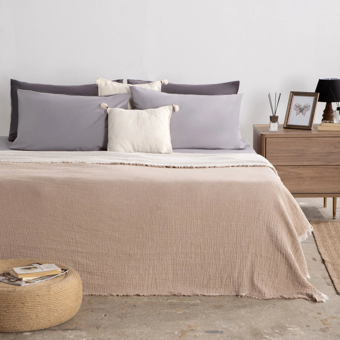 İplik Boya 4 Kat Müslin Çift Taraflı Pike / Yatak Örtüsü