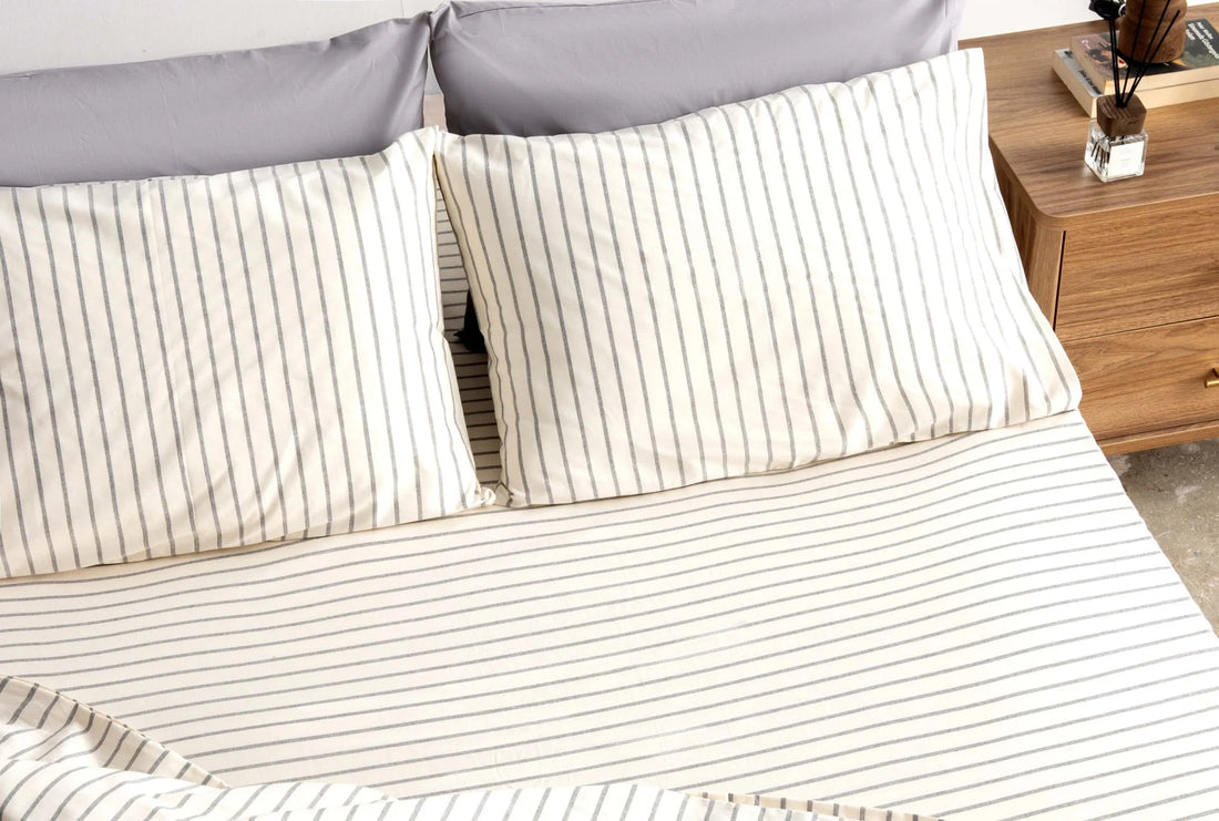 Poplin Çizgili Desen Çarşaf Seti