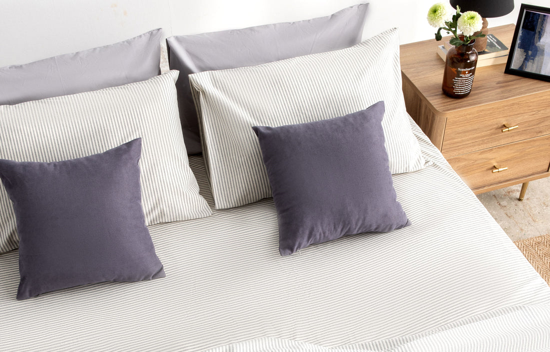 Poplin Çizgili Desen Çarşaf Seti