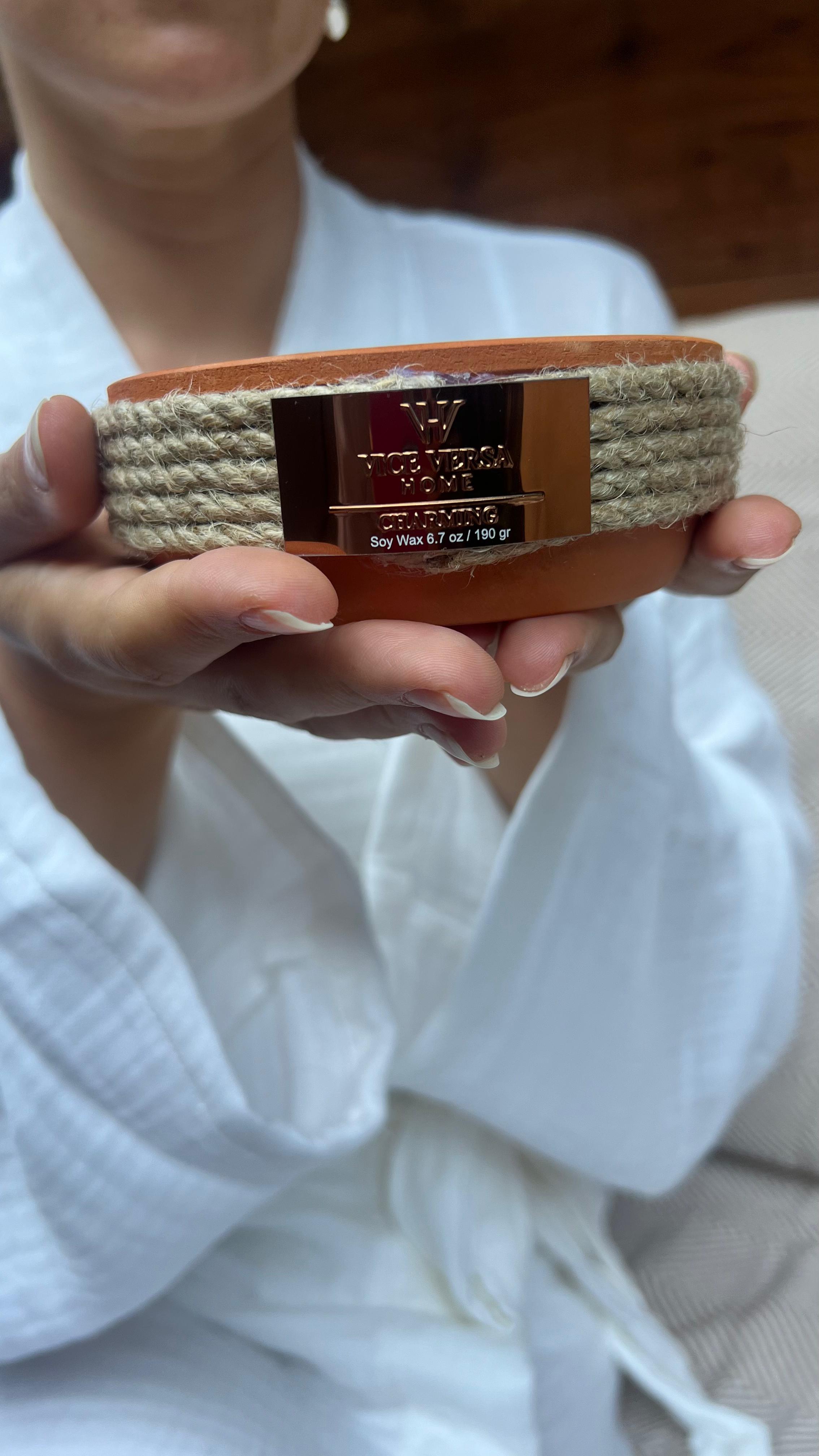 El Yapımı Toprak Kase Soya Wax Kokulu Mum - Charming