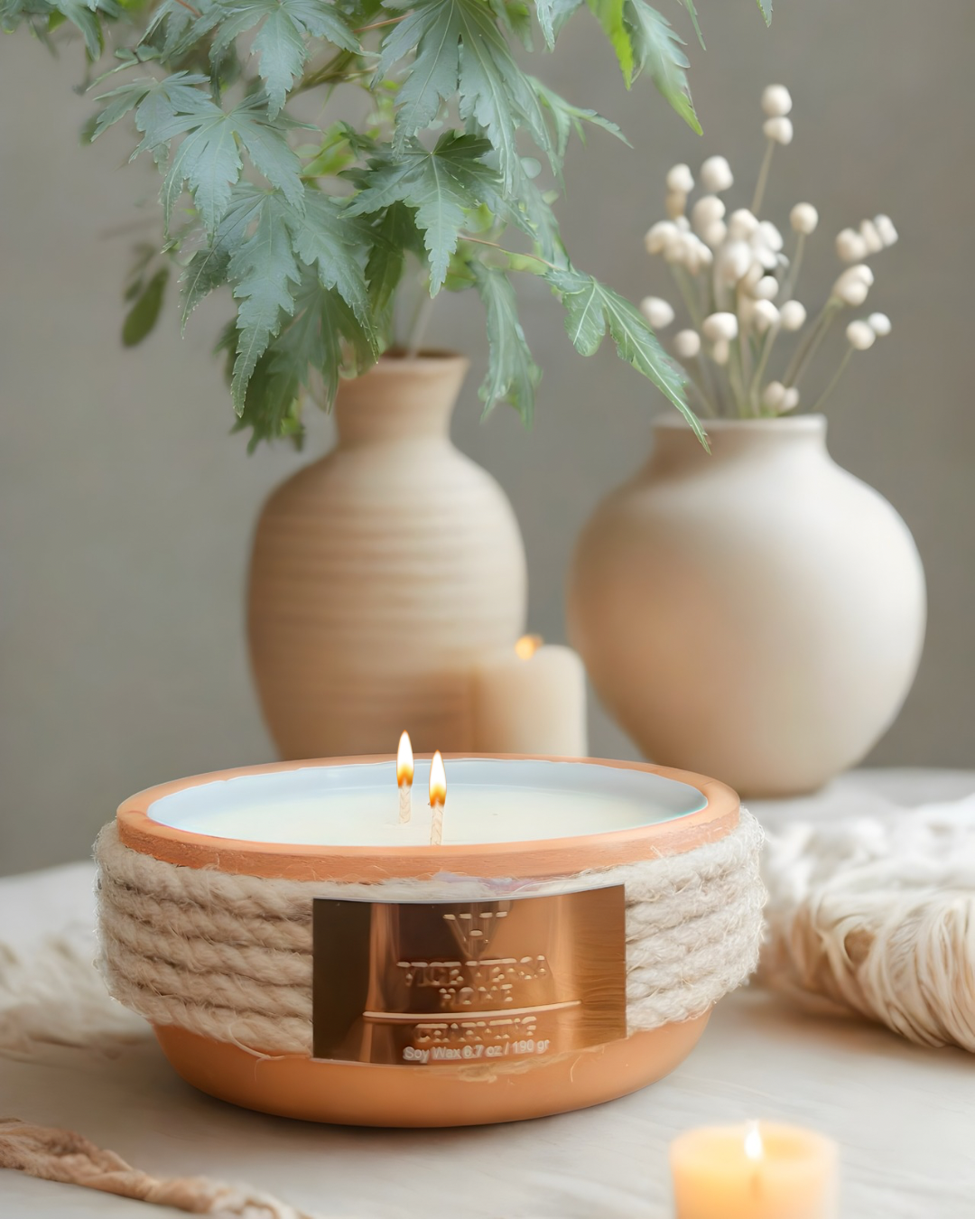 El Yapımı Toprak Kase Soya Wax Kokulu Mum - Charming