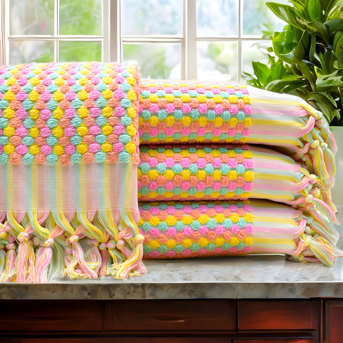 Kara Tezgâh El Dokuma Bubble El Yüz Havlusu