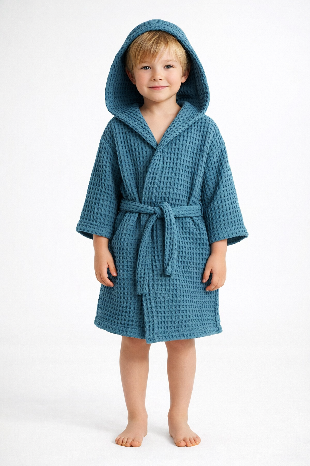 Waffle Dokuma Çocuk Bornozu