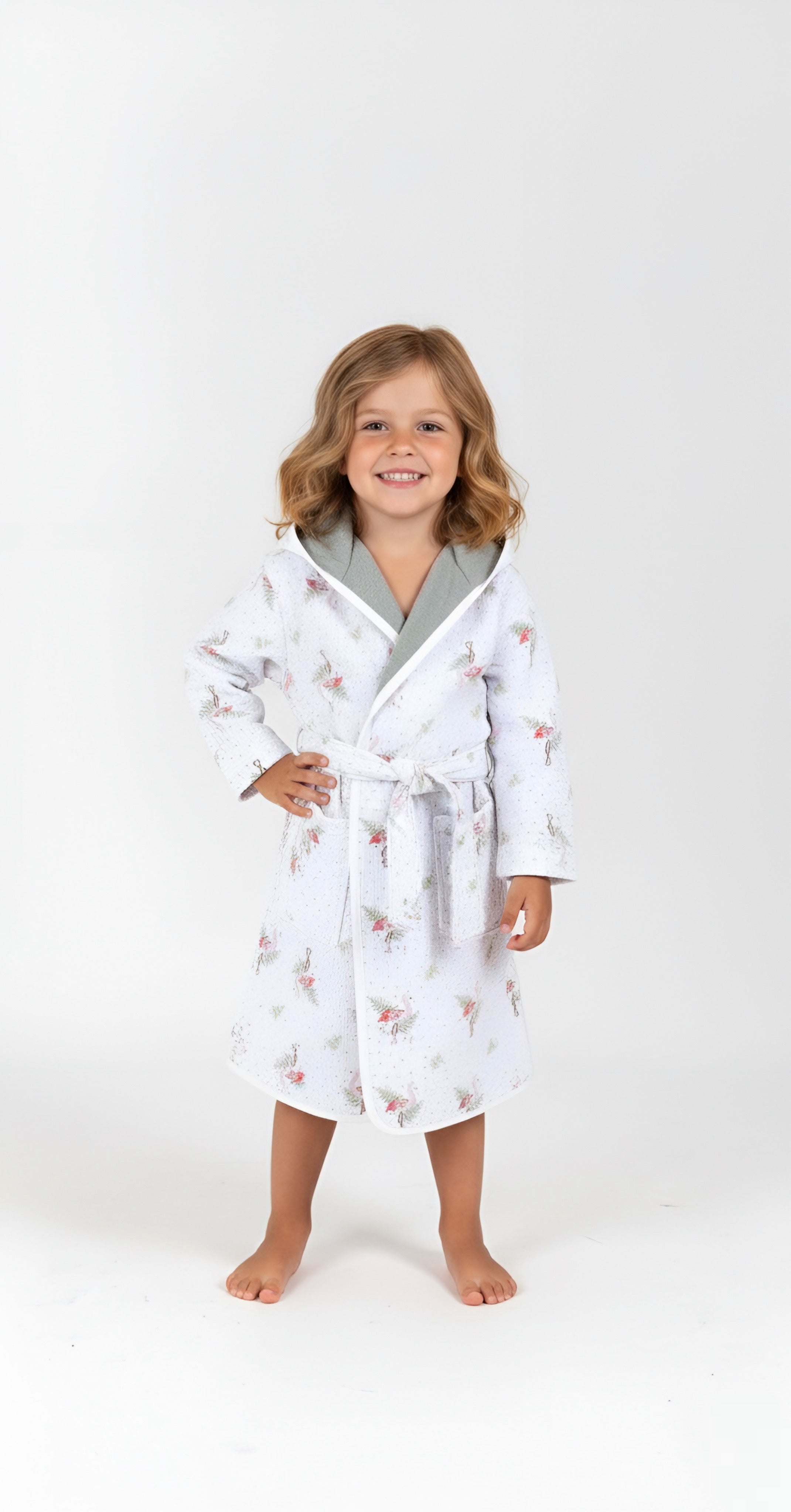 Çift Taraflı Kapüşonlu Çocuk Bornoz