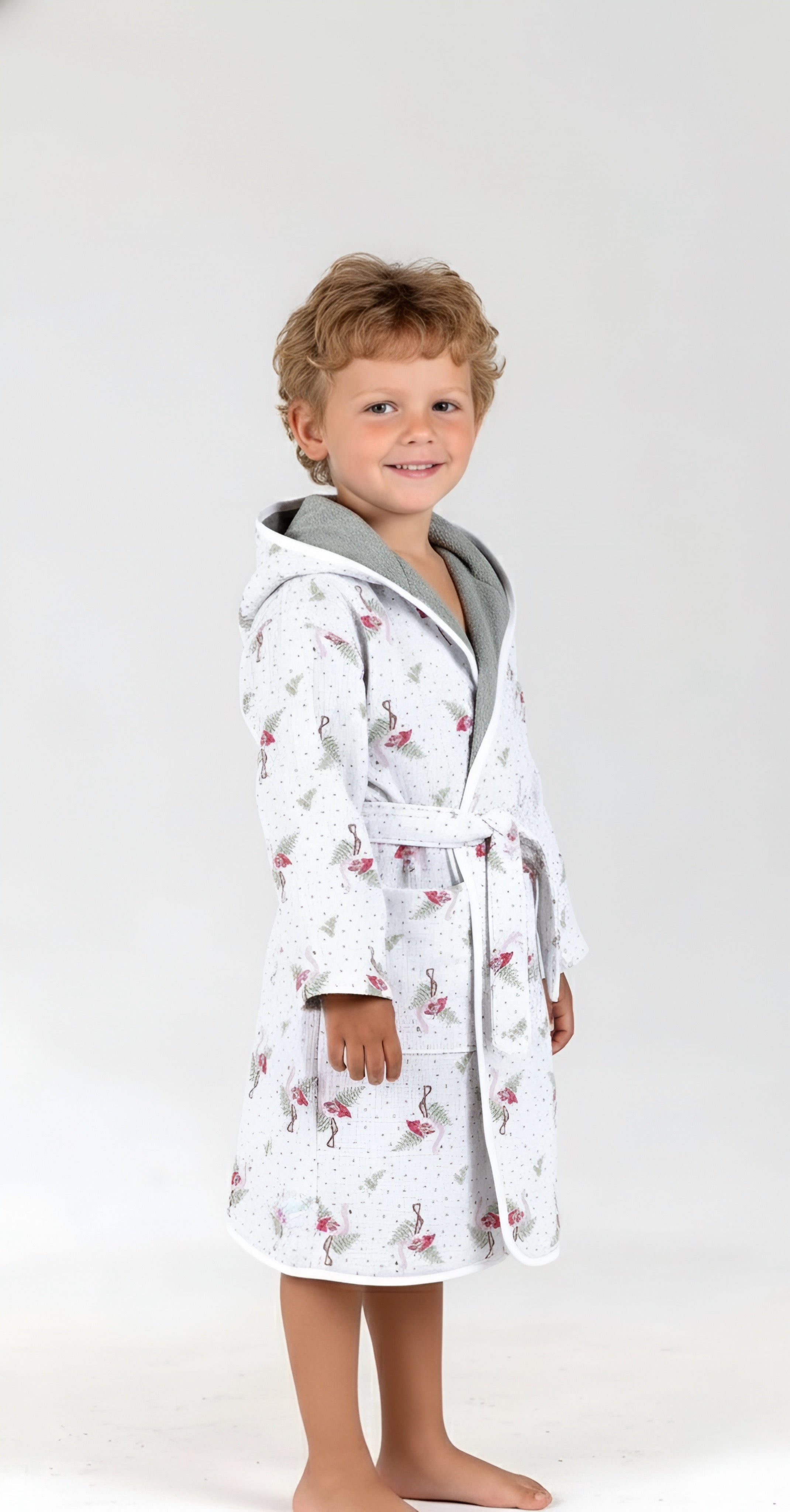 Çift Taraflı Kapüşonlu Çocuk Bornoz