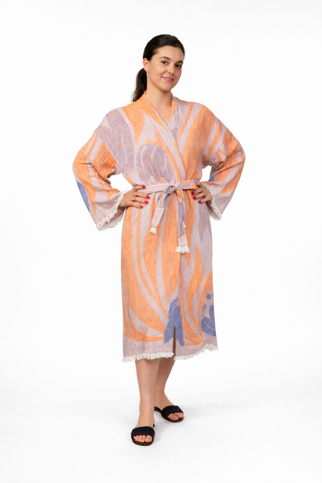 Flora Kimono Yaka Müslin Bornoz & Sabahlık | Ev & Plaj
