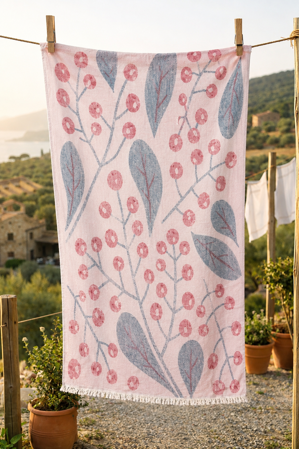 Jakarlı Etnik Dokuma Müslin Peştemal - Mürdüm - Bordo / Soft Pembe