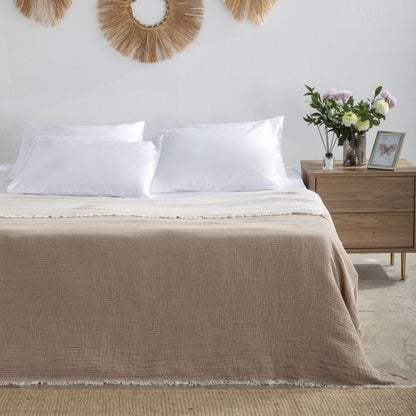 Kombin Müslin Pike Takımı – Açık Kahve / Beyaz