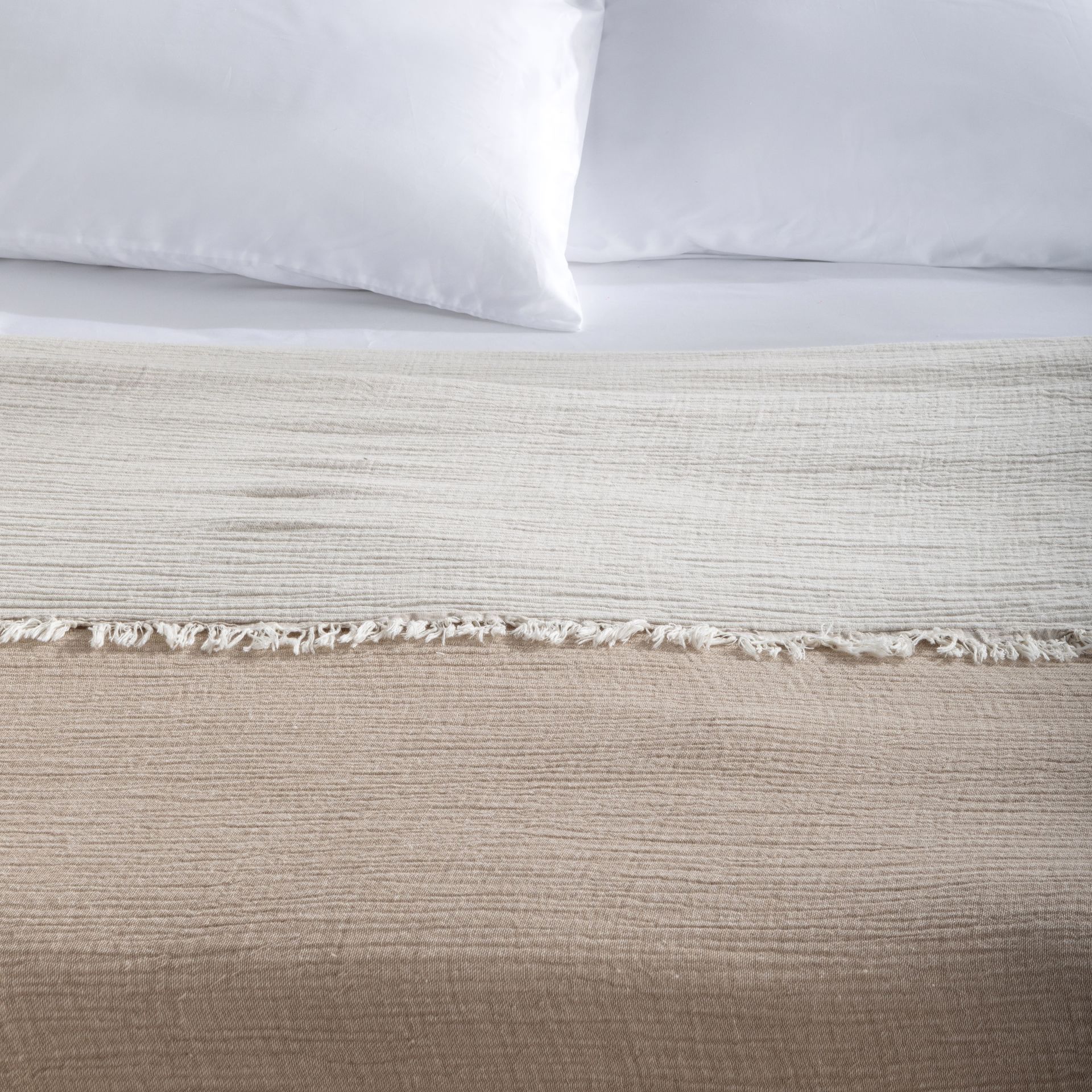 Kombin Müslin Pike Takımı – Açık Kahve / Beyaz