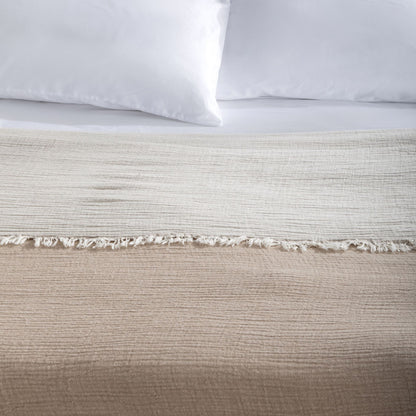 Kombin Müslin Pike Takımı – Açık Kahve / Beyaz