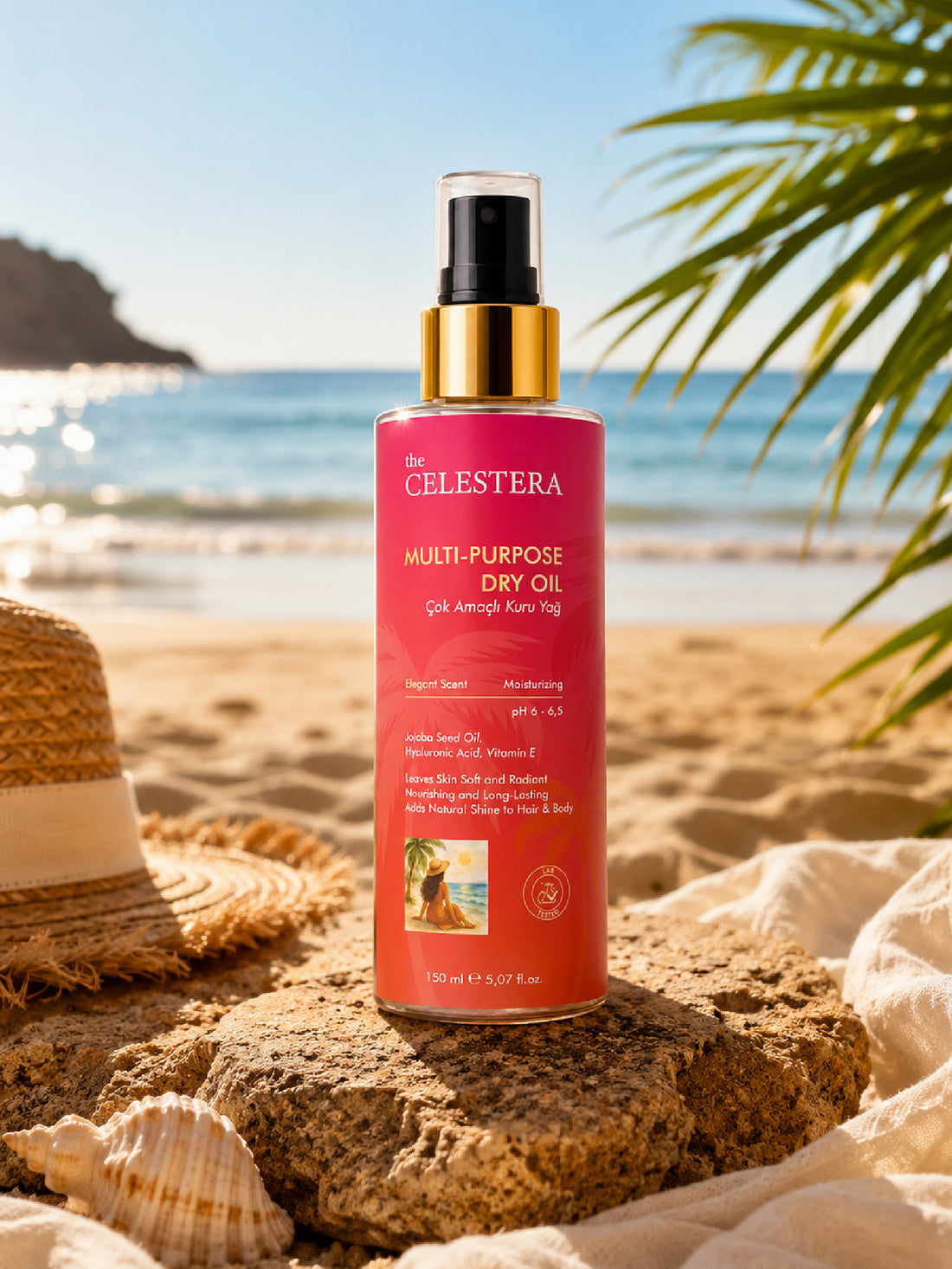 The Celestera Çok Amaçlı Kuru Yağı 150 ml (Jojoba Yağı, Hyalüronik Asit &amp; E Vitamini)