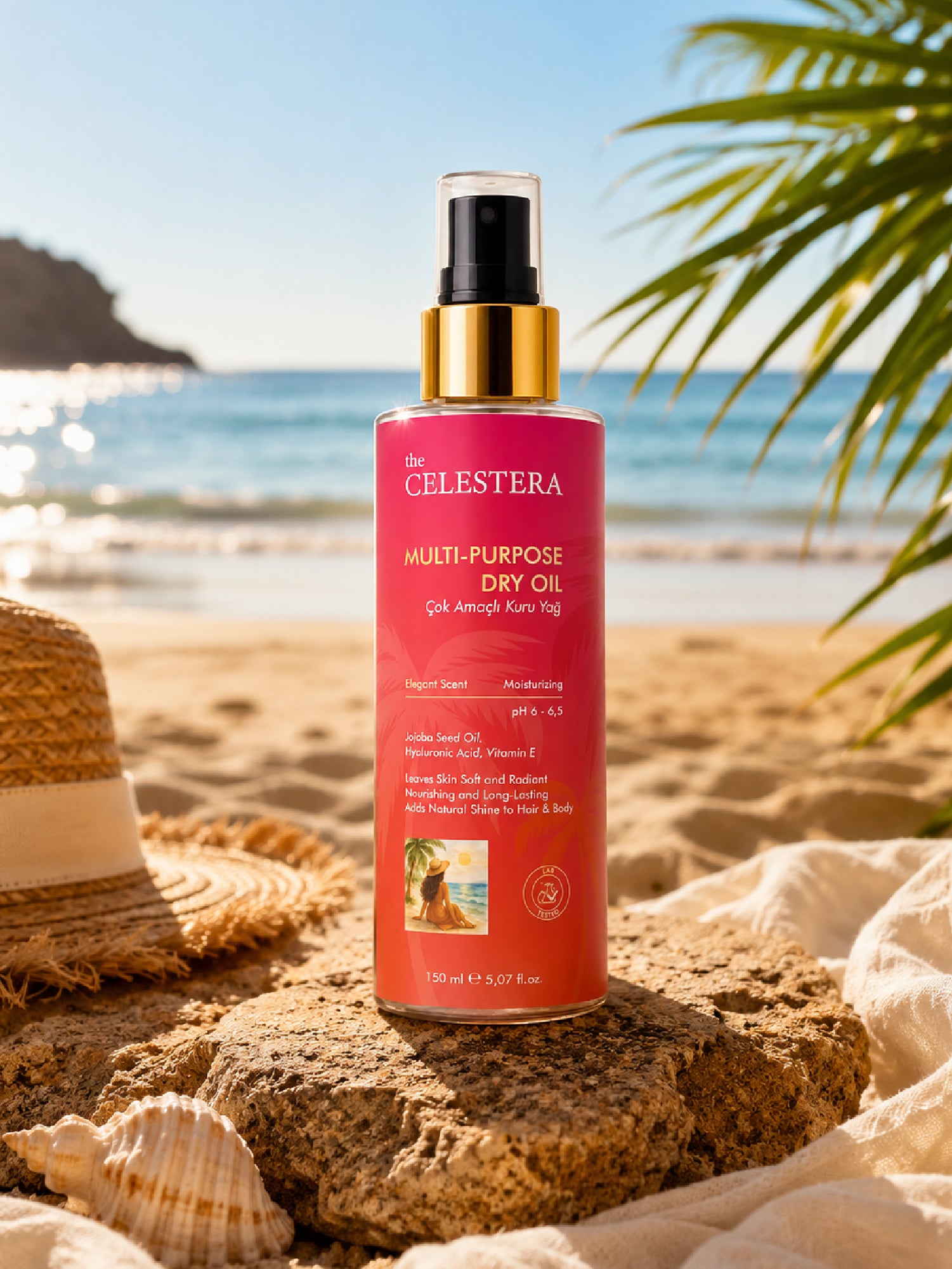 The Celestera Çok Amaçlı Kuru Yağı 150 ml (Jojoba Yağı, Hyalüronik Asit &amp; E Vitamini)