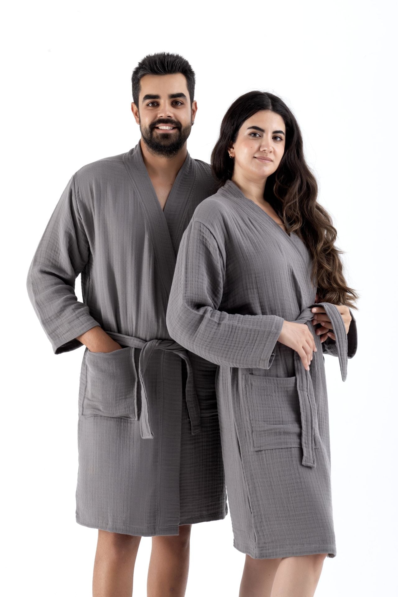 4 Kat Müslin Pamuklu  Kimono Yaka Unisex Bornoz