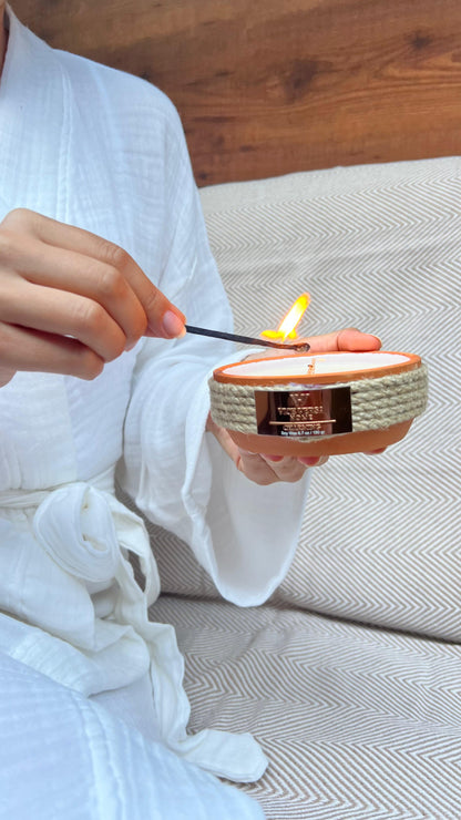 El Yapımı Toprak Kase Soya Wax Kokulu Mum - Charming
