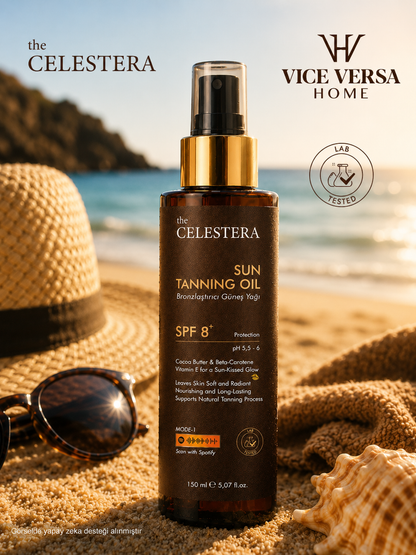 The Celestera Bronzlaştırıcı Güneş Yağı SPF 8+ 150 ml (Kakao Yağı &amp; Beta-Karoten)