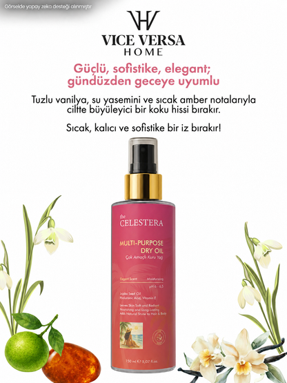 The Celestera Çok Amaçlı Kuru Yağı 150 ml (Jojoba Yağı, Hyalüronik Asit &amp; E Vitamini)