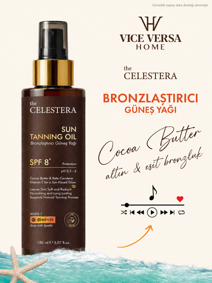 The Celestera Bronzlaştırıcı Güneş Yağı SPF 8+ 150 ml (Kakao Yağı &amp; Beta-Karoten)