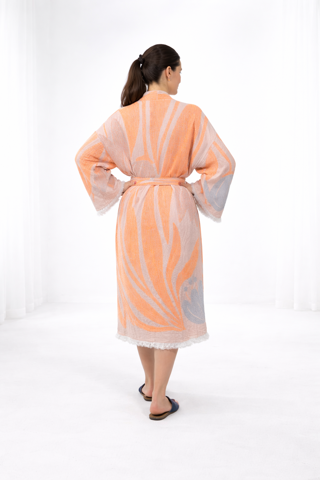 Aura Kimono Yaka Müslin Bornoz &amp; Sabahlık | Ev &amp; Plaj