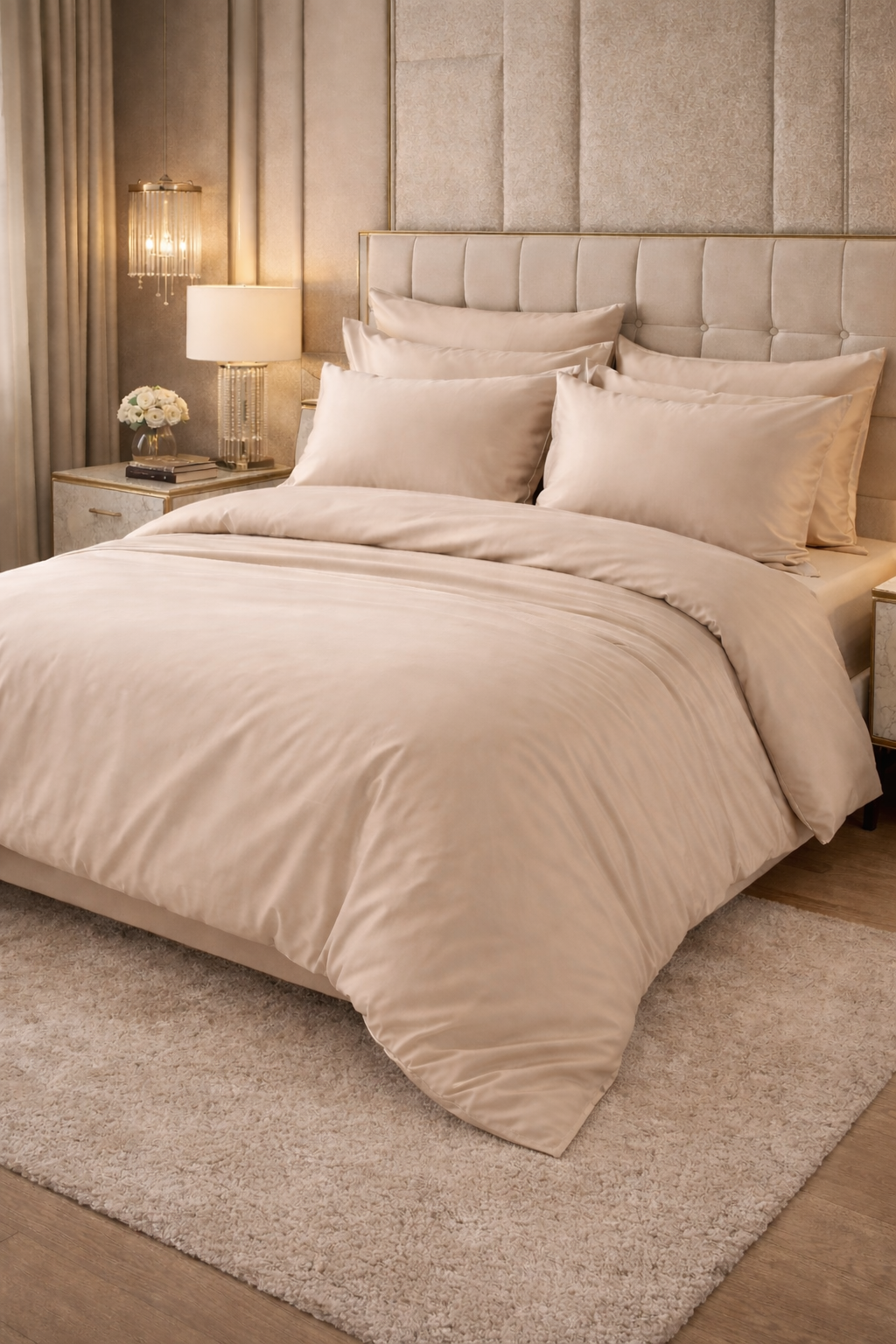 Pamuk Saten Nevresim Takımı – Vizon/Bej