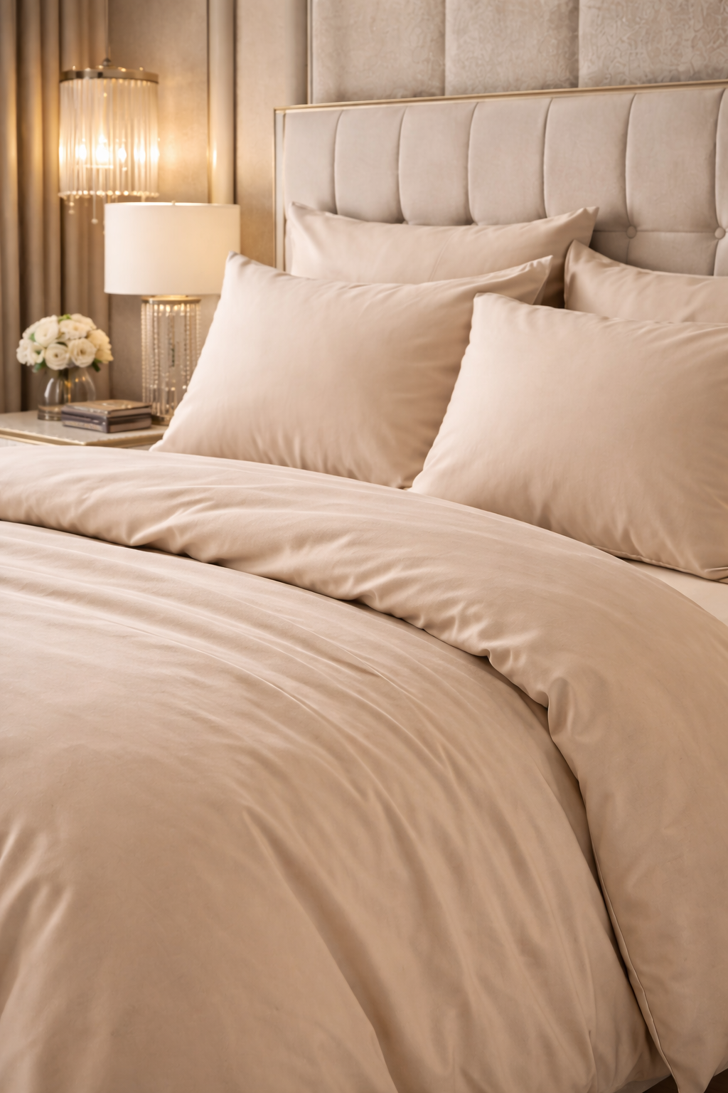 Pamuk Saten Nevresim Takımı – Vizon/Bej