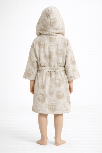Koala Desenli Müslin Kapüşonlu Çocuk Bornoz