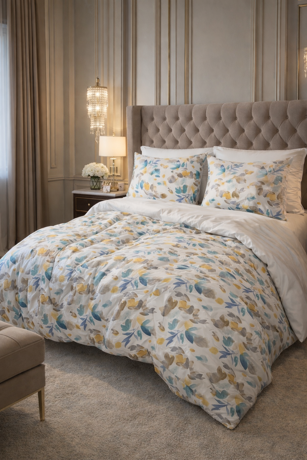 Bahar Esintisi Çiçek Desenli 300 TC Premium %100 Pamuk Saten Nevresim Takımı