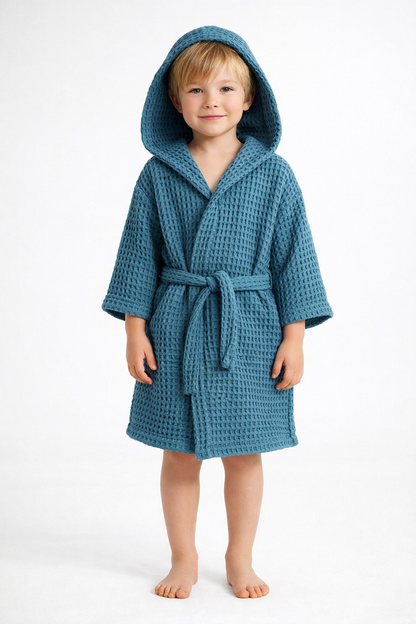 Waffle Dokuma Çocuk Bornozu