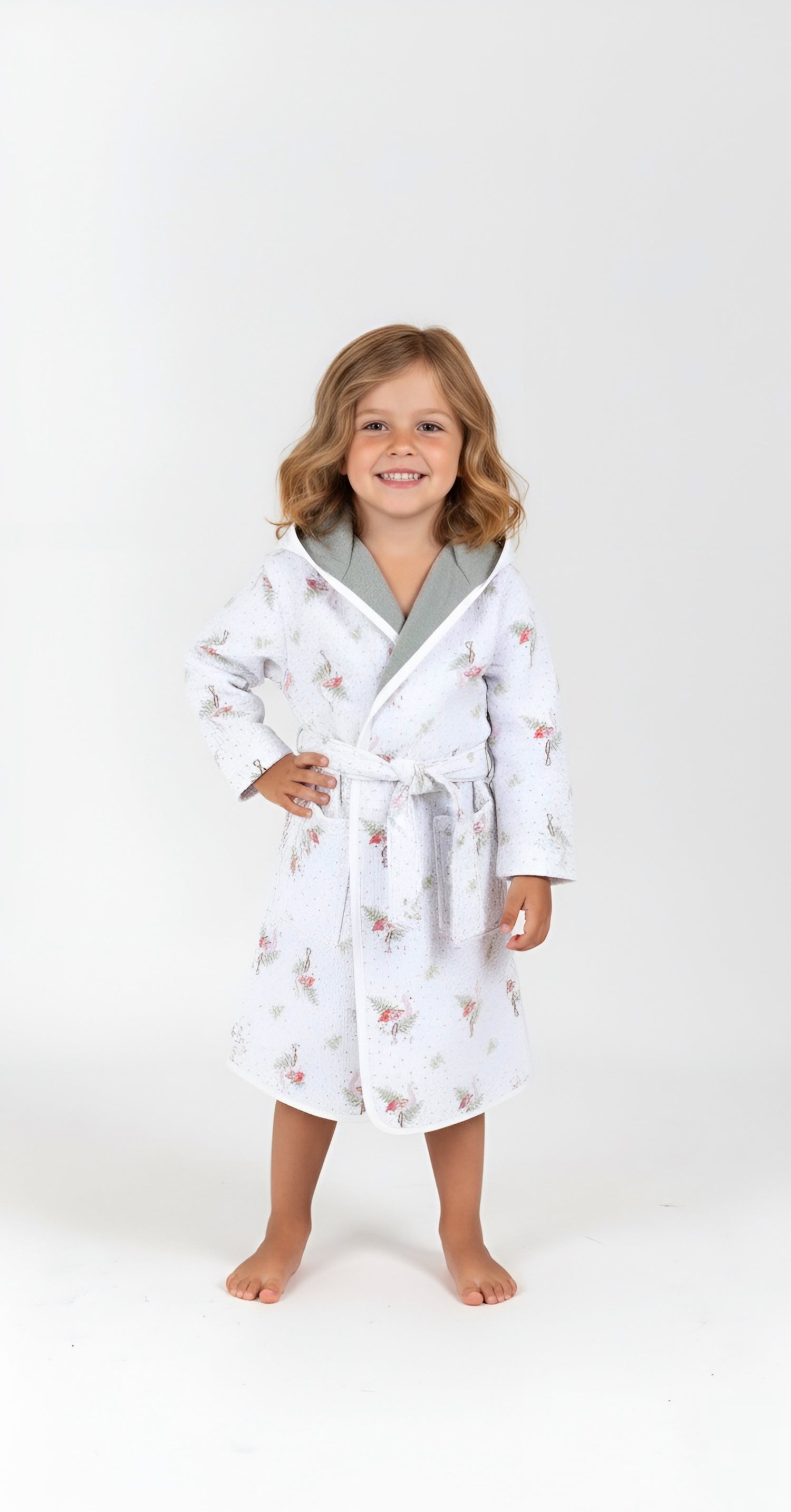 Çift Taraflı Kapüşonlu Çocuk Bornoz