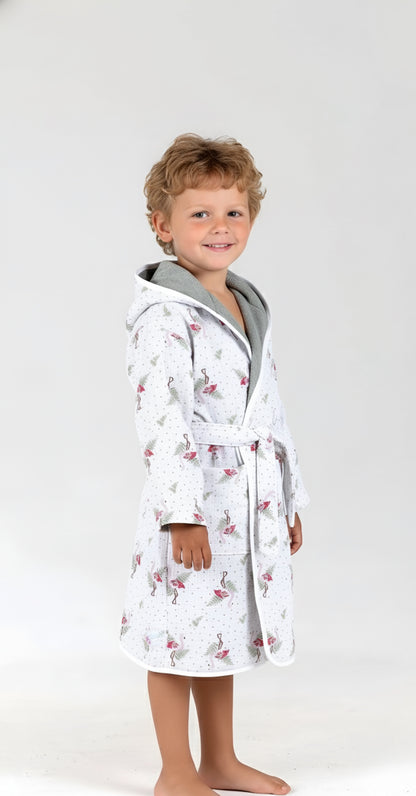 Çift Taraflı Kapüşonlu Çocuk Bornoz