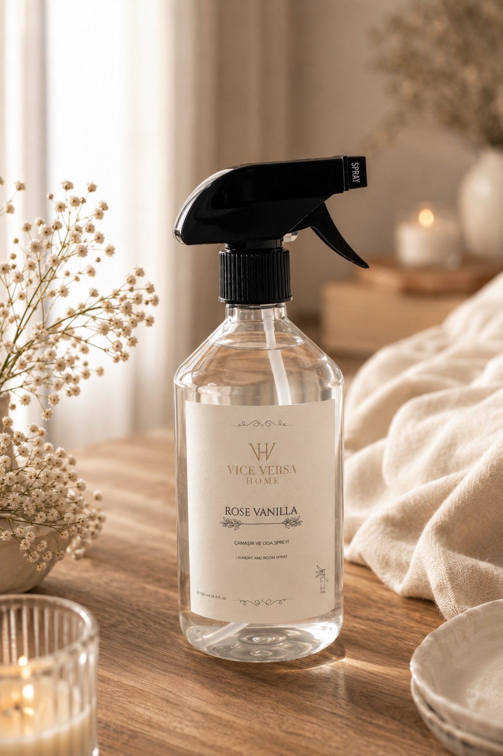Sprey Oda ve Çamaşır Kokusu - ROSE VANILLA  (500 ml)