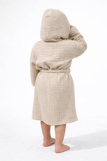 Müslin Kapüşonlu Çocuk Bornoz