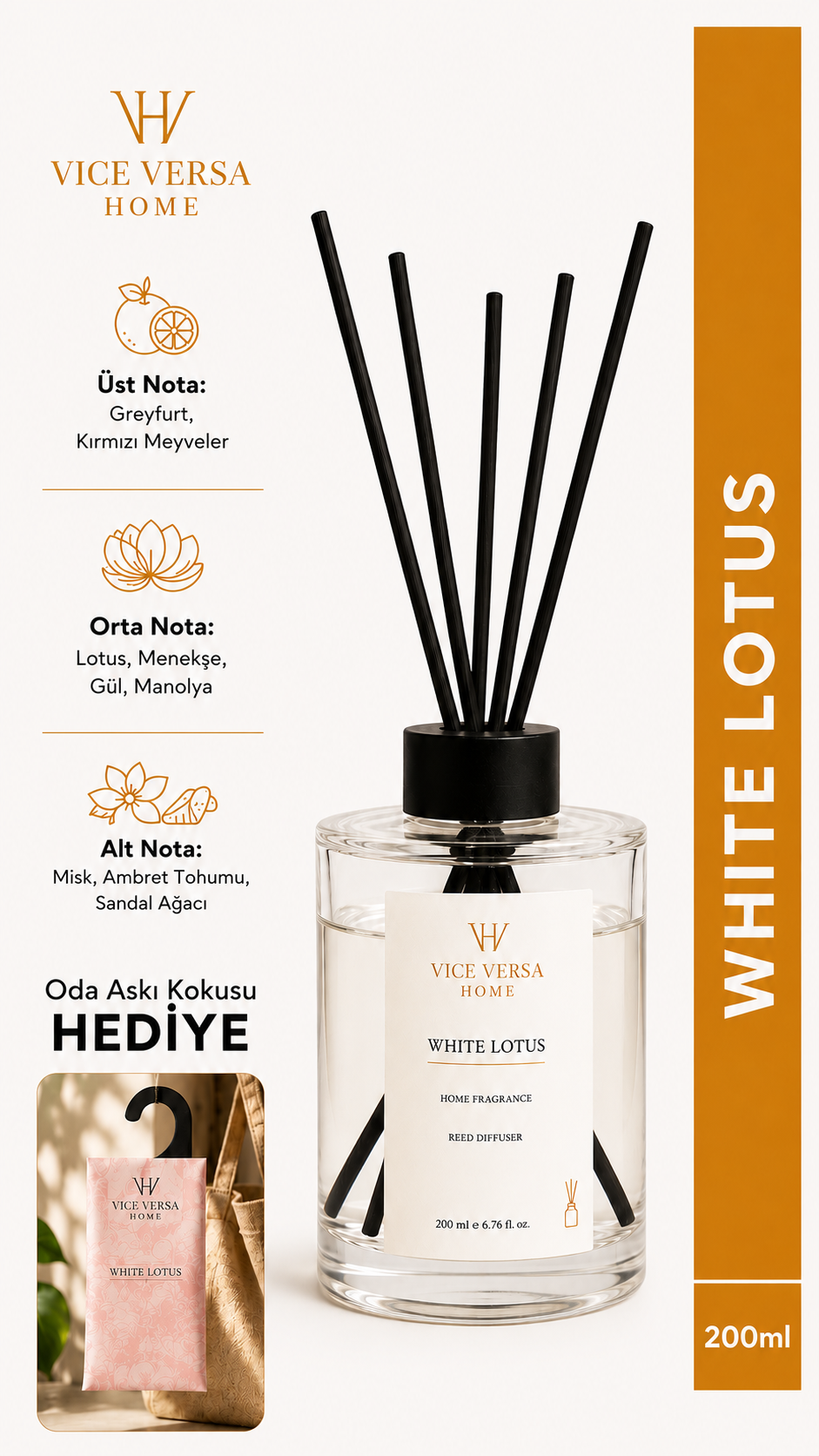 Çubuklu Oda Kokusu - WHITE LOTUS (200 ml)