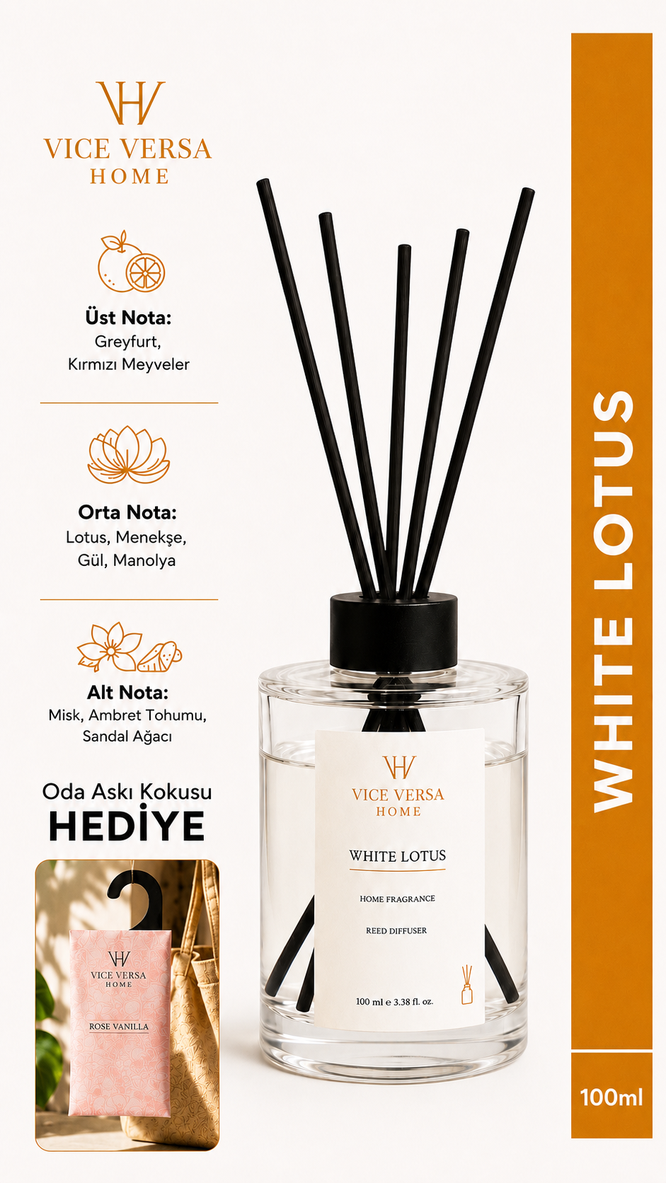 Çubuklu Oda Kokusu - WHITE LOTUS (100 ml)