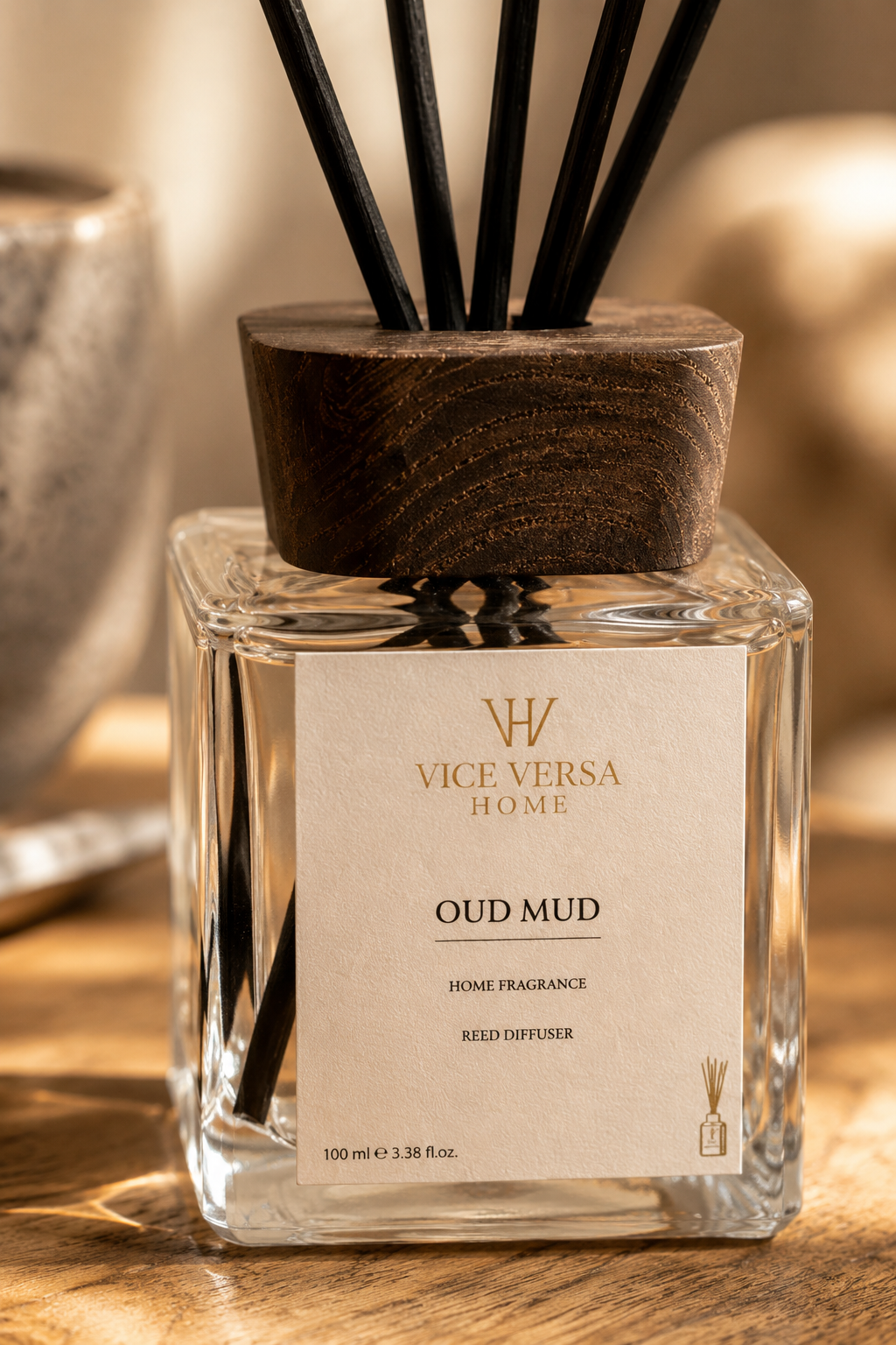Dekoratif Ahşap Kapaklı Çubuklu Oda Kokusu - OUD MUD  (100 ml)