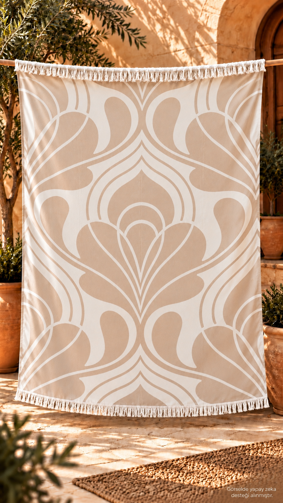 %100 Pamuk Damask Desenli TV Battaniyesi