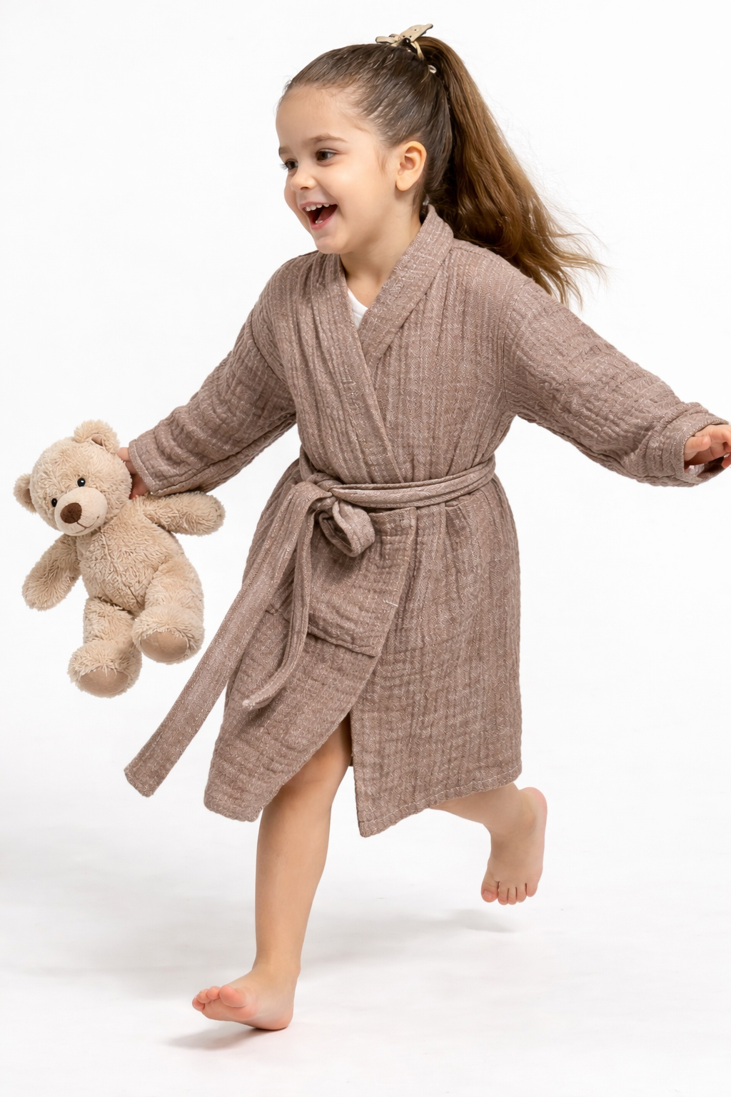 Müslin Kapüşonlu Çocuk Bornoz