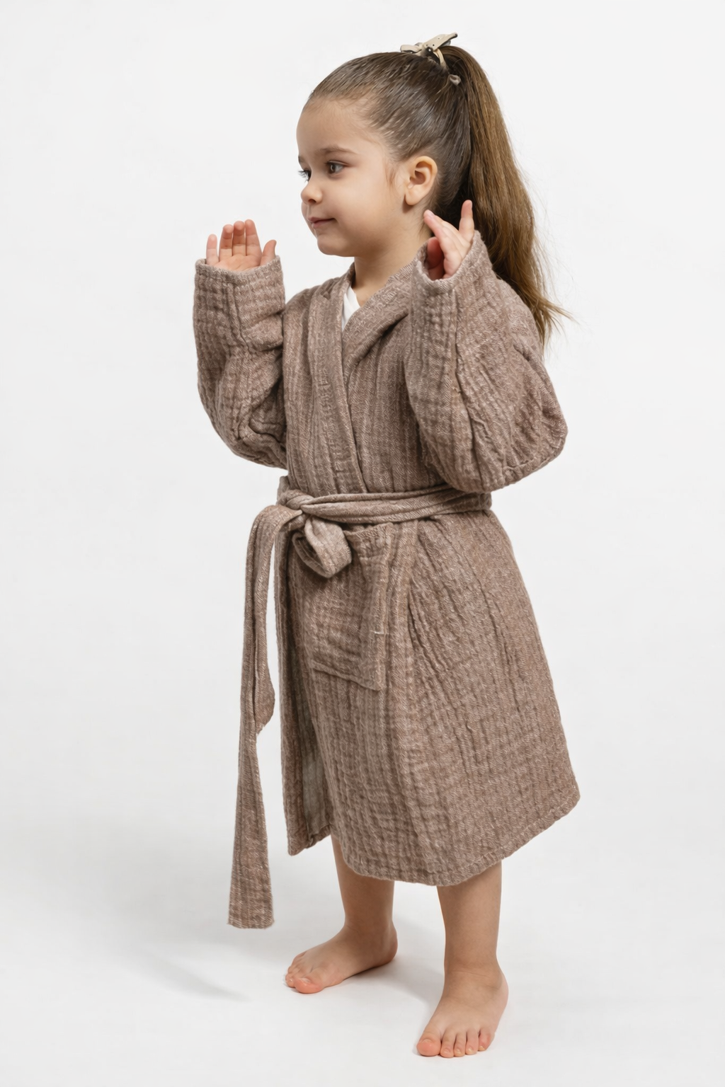 Müslin Kapüşonlu Çocuk Bornoz